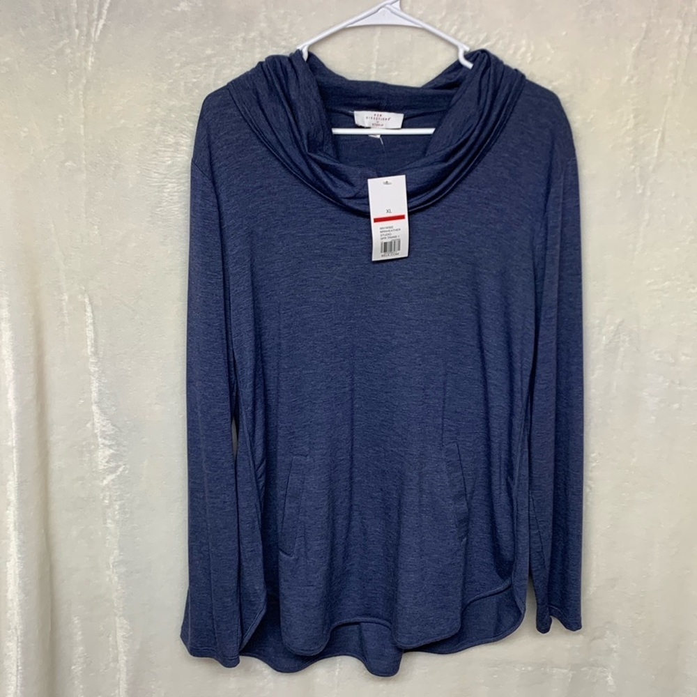 New Directions Blue Cowl Neck Top Women’s XL